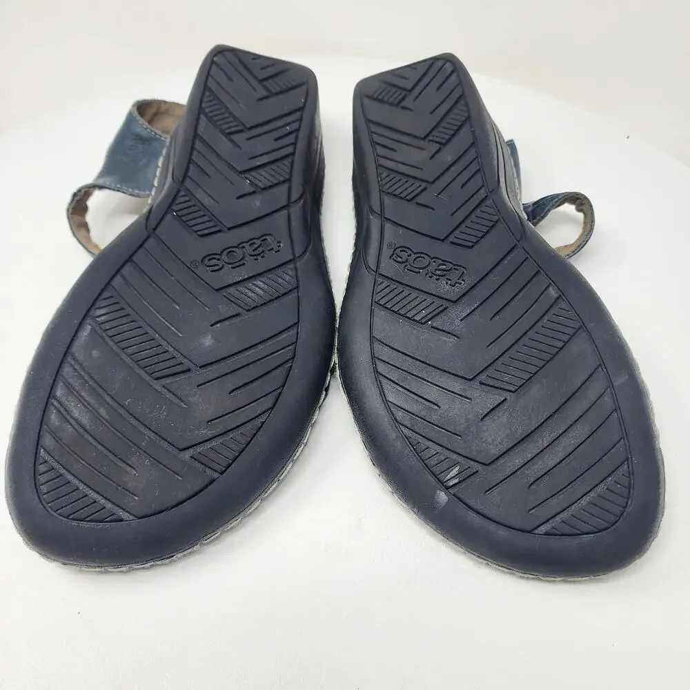 Taos Escape Sandal Women 9 Blue Leather Comfort Low Wedge Medallion ESC-11731 - Picture 12 of 13